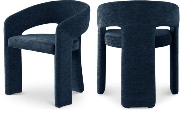 Rendition Plush Fabric Upholstered Dining Chair, Navy, Set of 2