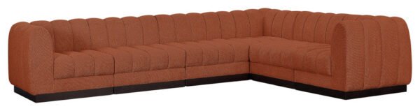 Quinn Chenille Upholstered 6-Piece L-Shaped Modular Sectional, Cognac